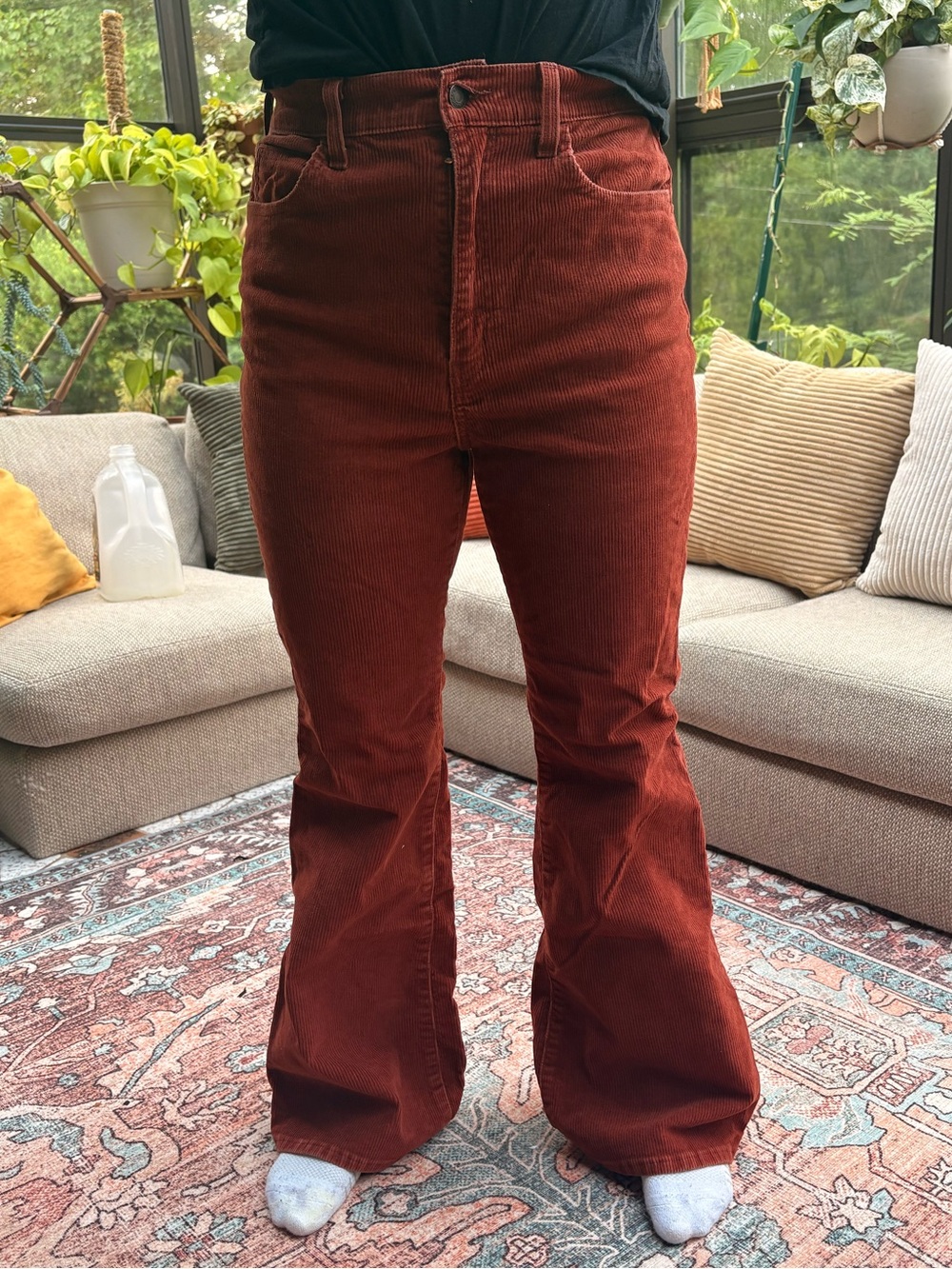 70s High Flare premium Levi’s Corduroy Pants in Rust